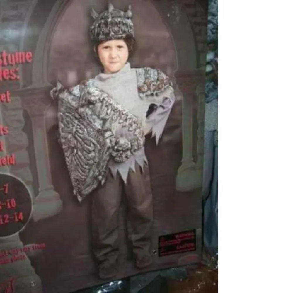 Skull Warrior Halloween Costume 5/7 Gray Shield, Helmet 5 Pc Deluxe Boys